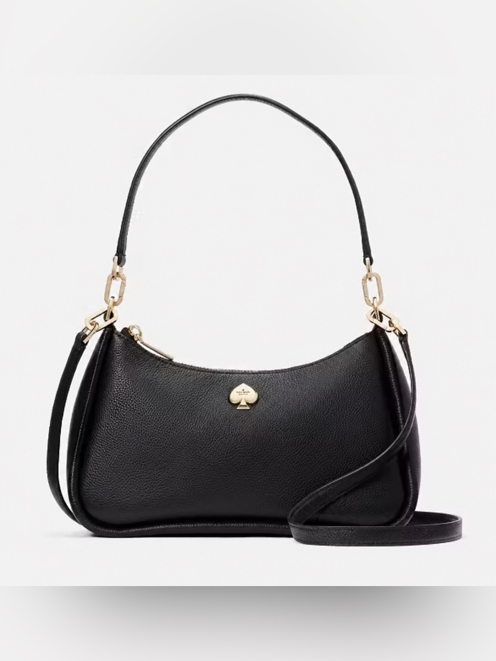 Kate Spade Kayla Black Pebbled Leather Convertible Shoulder Bag NWT - Picture 2 of 8